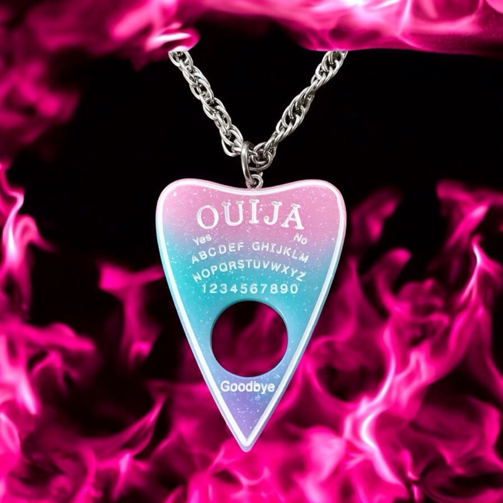 🆕 Ouija Planchette Pendant Necklace Resin/Stainless Steel